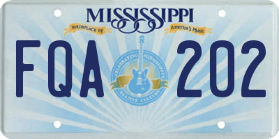 MS license plate FQA202