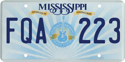 MS license plate FQA223