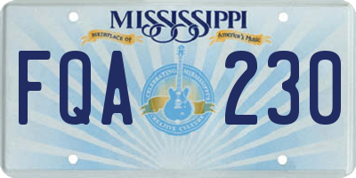 MS license plate FQA230
