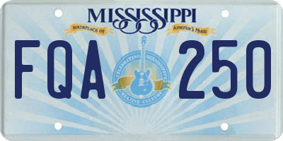 MS license plate FQA250