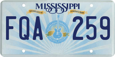 MS license plate FQA259