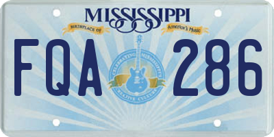 MS license plate FQA286