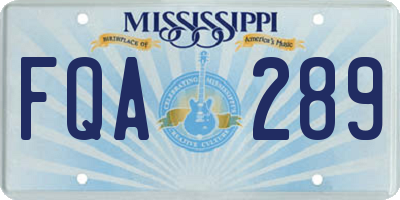 MS license plate FQA289