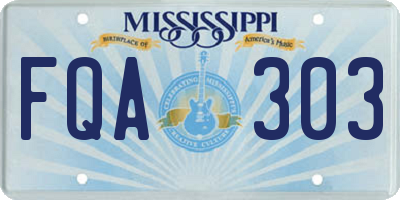 MS license plate FQA303