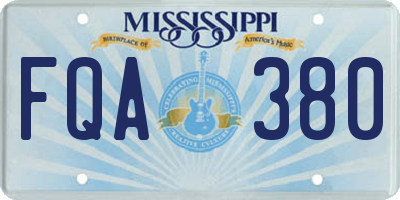 MS license plate FQA380