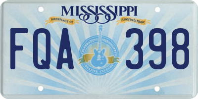 MS license plate FQA398