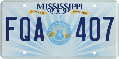 MS license plate FQA407