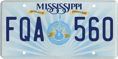 MS license plate FQA560
