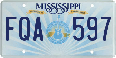 MS license plate FQA597
