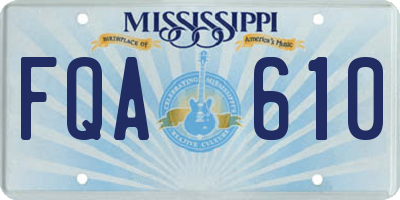 MS license plate FQA610