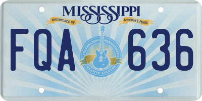 MS license plate FQA636