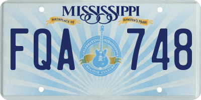 MS license plate FQA748
