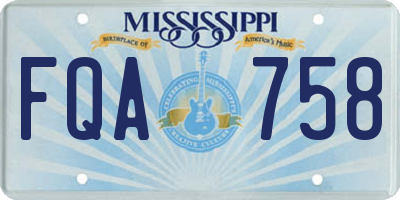 MS license plate FQA758