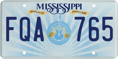MS license plate FQA765