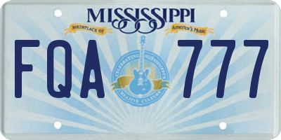 MS license plate FQA777
