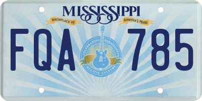 MS license plate FQA785
