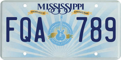 MS license plate FQA789