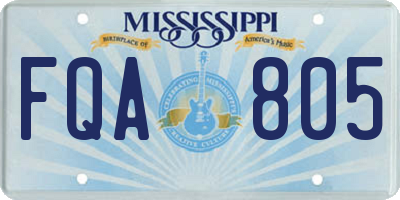 MS license plate FQA805