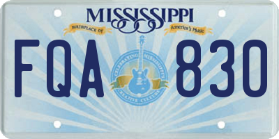 MS license plate FQA830