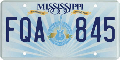 MS license plate FQA845
