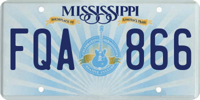 MS license plate FQA866
