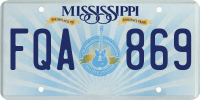 MS license plate FQA869