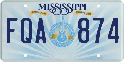 MS license plate FQA874