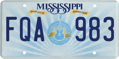 MS license plate FQA983