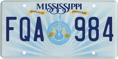 MS license plate FQA984