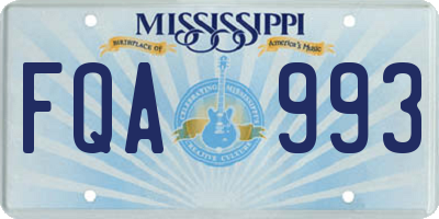 MS license plate FQA993