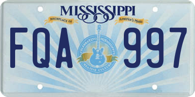 MS license plate FQA997