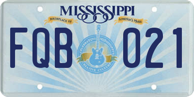 MS license plate FQB021