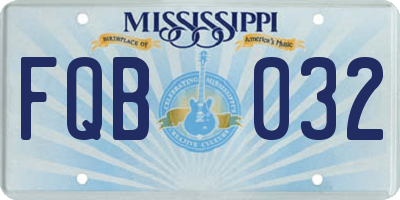 MS license plate FQB032