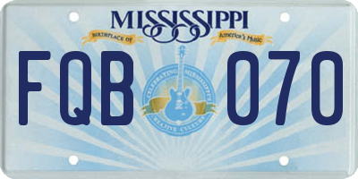 MS license plate FQB070
