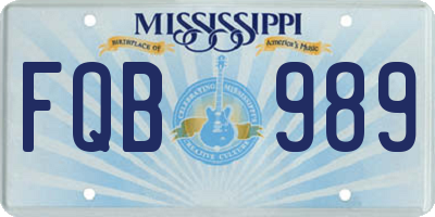 MS license plate FQB989
