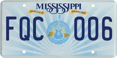 MS license plate FQC006