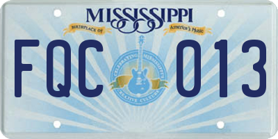 MS license plate FQC013