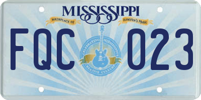 MS license plate FQC023