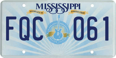 MS license plate FQC061