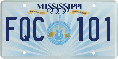 MS license plate FQC101