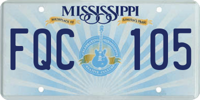 MS license plate FQC105
