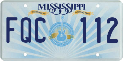 MS license plate FQC112
