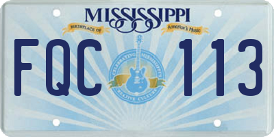 MS license plate FQC113