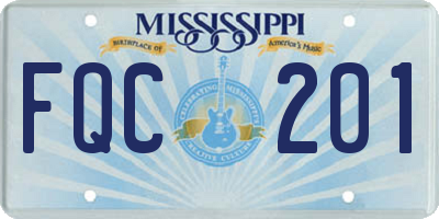 MS license plate FQC201