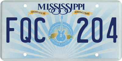 MS license plate FQC204