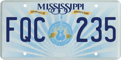 MS license plate FQC235