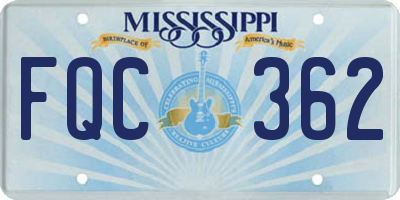 MS license plate FQC362