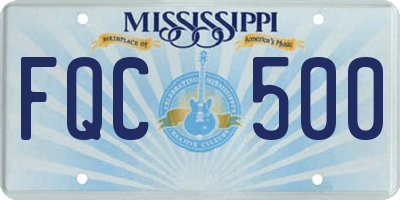 MS license plate FQC500