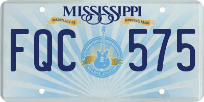 MS license plate FQC575