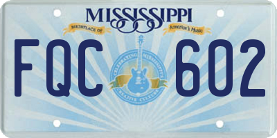 MS license plate FQC602